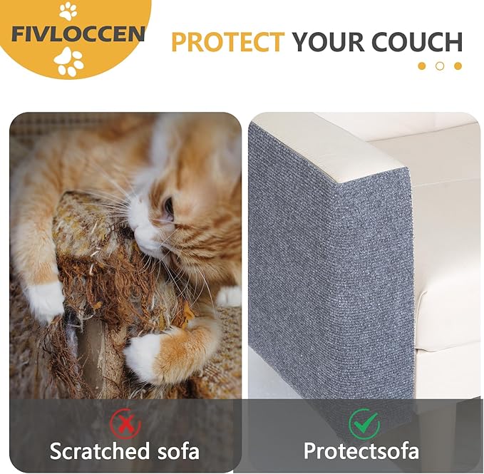 78.7"x15.8"Self-Adhesive Climbing Cat Scratch Protector Pads - Trimmable Furniture Guard for Sofa, Walls & Floors, DIY Cat Tree/Tower/Bed, Replaceable Scratch-Resistant Mats (Light Gray)-PawvioPets