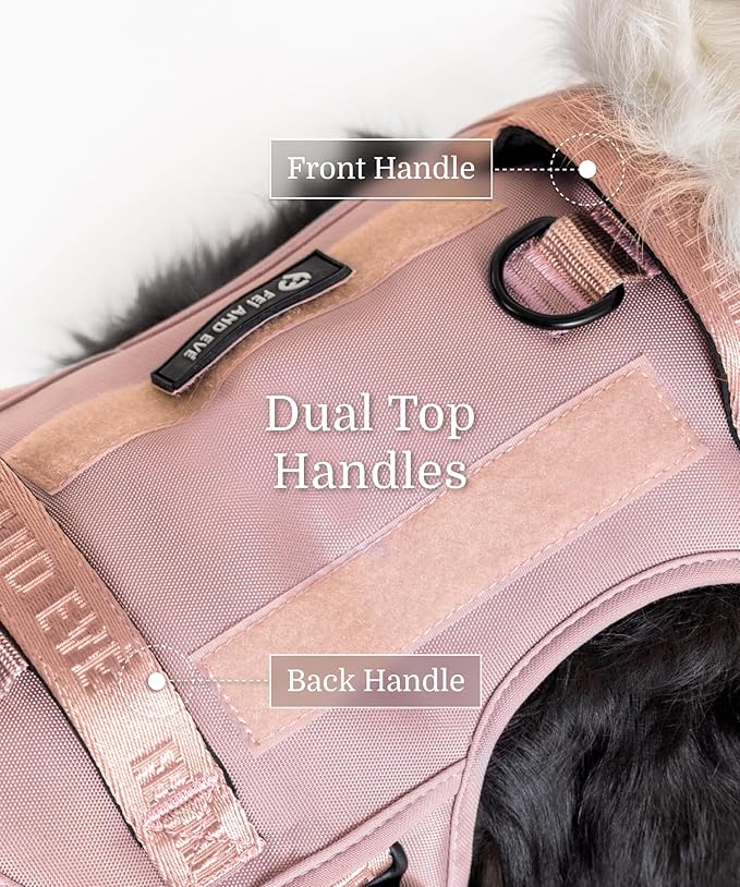 2025 New Edition, Fei & Eve MagEase Dog Harness - 3-Second Magnetic Buckles | 3-Point No-Pull Control | Heavy-Duty 900D Nylon | Dual Safety Handles | Breathable Mesh | Adjustable Fit | Medium, Pink-PawvioPets