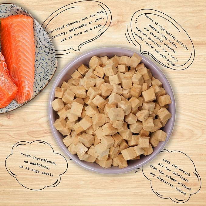 Freeze Dried Cat Treats - 100% Salmon Grain Free Raw - Natural Balance Limited Ingredient High Protein Cat Snacks 115g/4.1oz - Picky Eater Challenger-PawvioPets