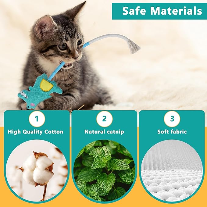 3pcs Safe Cat Rope Toy with Catnip,Teeth Clean Toy for Cat, Cat Chew Toys for Indoor Cat,Kitten Interactive Toys-PawvioPets