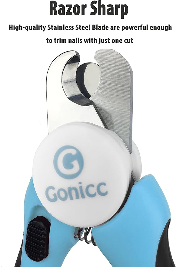 gonicc Professional Small Dog and Cat Nail Clippers Sharp Stainless Steel Pet Nail Trimmers(with Free Nail File in Handle), with Safety Guard to Avoid Overcutting-PawvioPets