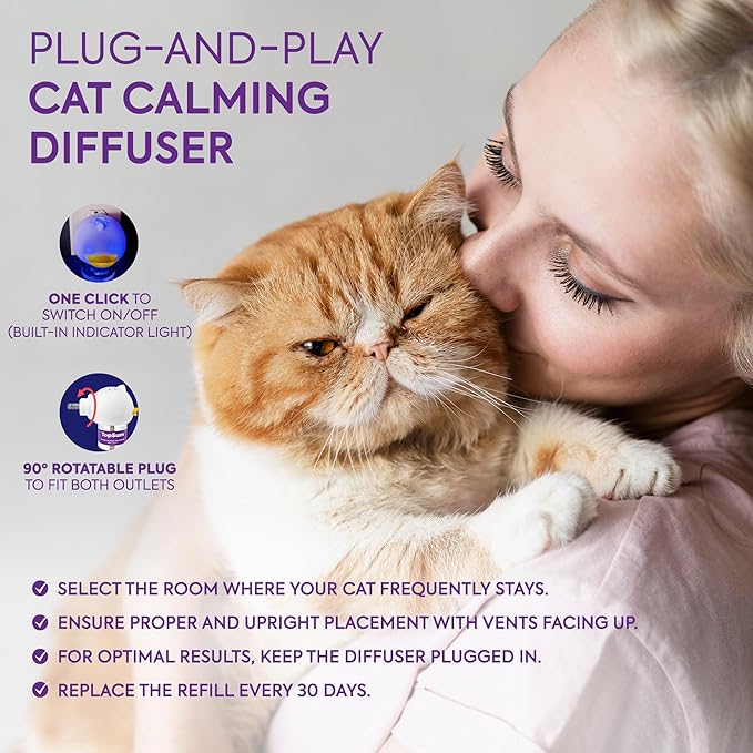 Cat Calming Diffuser Refills: Pheromone Refill for Cats, Long-Lasting 4-Month Supply, Compatible with Most Diffusers, 4 Pack (Light Purple)-PawvioPets