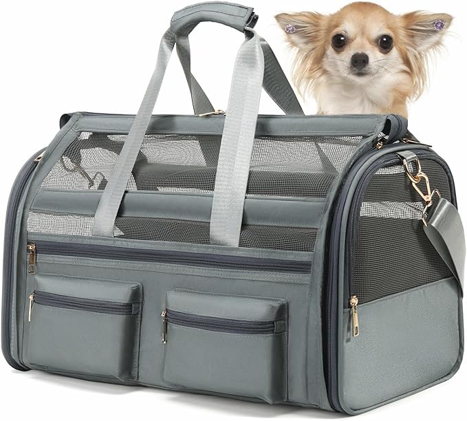 Cat Carrier Bag,Soft Sided Ventilated Pet Carrier for Small Dog Airline Approved Travel Puppy Carrier with Breathable Mesh, Foldable Portable for Outdoor Car-PawvioPets