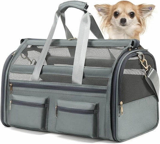 Cat Carrier Bag,Soft Sided Ventilated Pet Carrier for Small Dog Airline Approved Travel Puppy Carrier with Breathable Mesh, Foldable Portable for Outdoor Car-PawvioPets