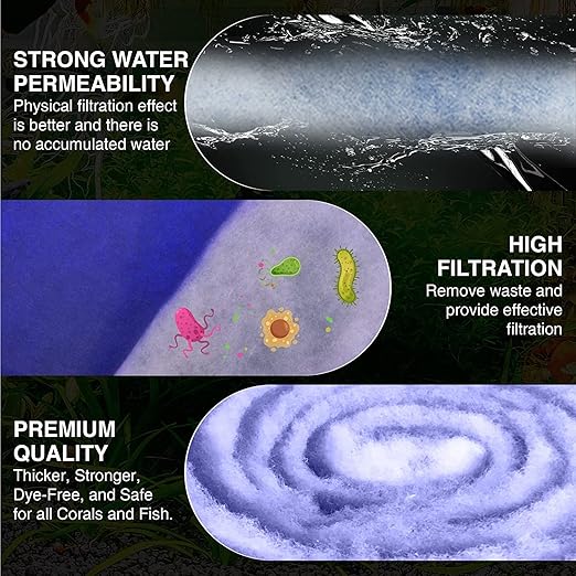 Big Kahuna Aquarium Filter Floss Rolls – 12-inch Pond and Aquarium Filter Media – 1-inch Thick Wet/Dry Aquarium Filter Pad – Bonded Filter Media Pad for Freshwater or Marine Aquariums, Ponds – 6ft-PawvioPets