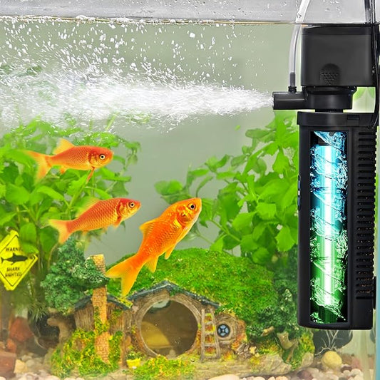 Goldfish Aquarium Filter U-Very Suitable for 20-75 Gallon Tank, 30 Gallon Fish Tank Water Filter for Green Water Control, Internal Submersible Pump Filtration System, Fish Filters for Aquariums-PawvioPets