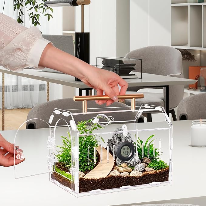 Acrylic Tarantula Enclosure – Escape-Proof Reptile Terrarium with Magnetic Lock, Front Opening for Easy Cleaning, Ideal for Jumping Spiders, Hermit Crabs & Small Pets-PawvioPets