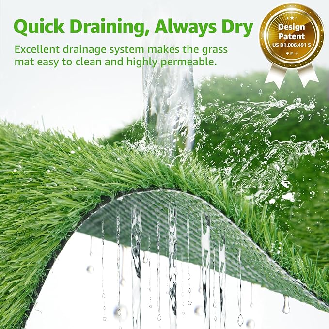 Dog Grass Large Potty Patch, Dog Litter Boxes Artificial Grass Bathroom Turf for Pet Training, Washable Puppy Pee Pad, Perfect Indoor/Outdoor Portable Potty Pet Loo (Potty system-47.6"x29.2")-PawvioPets