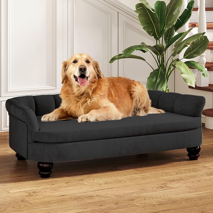 Dog Couch Sofa Bed, Comfortable Pet Sofa for Large and Medium Dogs, Soft Velvet Cushion, Durable Dog Furniture for Living Room-PawvioPets