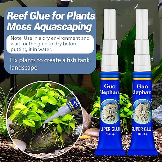 Aquarium Glue Fish Safety, 2Pcs Coral Reef Glue for Plants Moss, Coral, Stone, Wood Aquascaping, Quick Drying (2)-PawvioPets