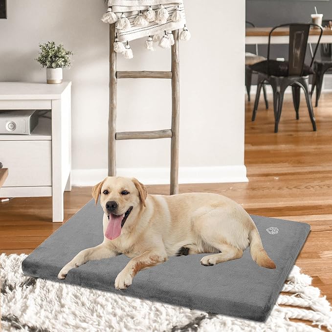 EMPSIGN Stylish Dog Bed Mat Dog Crate Pad Mattress Reversible (Cool & Warm), Water Proof Linings, Removable Machine Washable Cover, Firm Support Small to XX Large Dogs, Grey,XL(41''''*28''''*3'''')-PawvioPets
