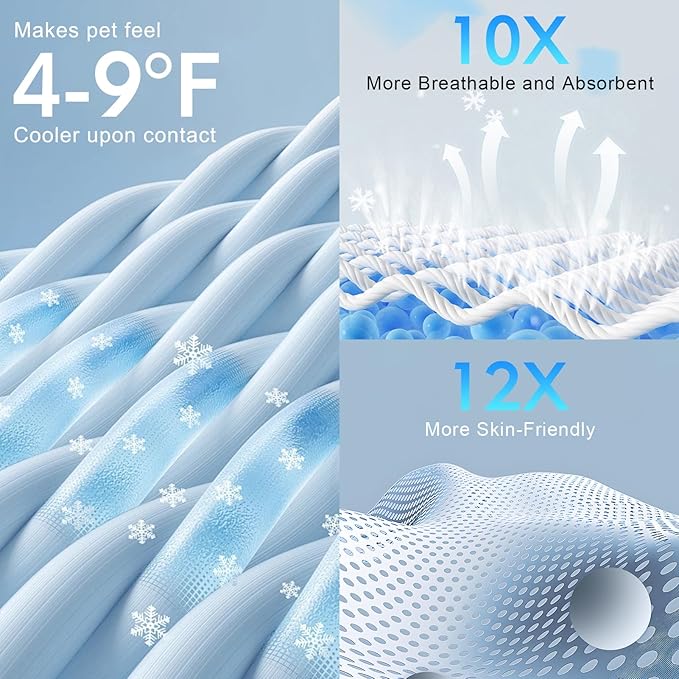 BEAUTYZOO Upgrade Dog Cooling Mat Extra Large, Reversible Self-Cooling Mat for Dogs, Thicken Pet Ice Cool Pad Blanket for Summer Kennel Sofa Bed Floor Car Seat, Machine Washable&Foldable, 48"x28"-PawvioPets