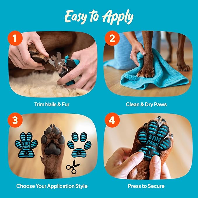 Anti-Slip Paw Grips – Non-Slip Dog Paw Traction Pads for Senior & Injured Dogs, Prevents Slipping on Hardwood & Tile Floors, Strong Adhesive, 24 Pcs (Sizes S-XXL)-PawvioPets