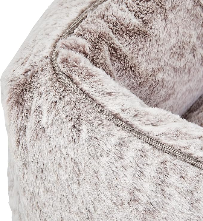 FUZI Luxury Aesthetic Dog Bed for Large Dogs with Washable Cover, Pet Couch, Pet Bed with Sides, Non-Slip Bottom, Soft and Durable Calming Dog Bed, Faux Fur Cover, Large 35.6x28.5x9.5 Light Grey-PawvioPets