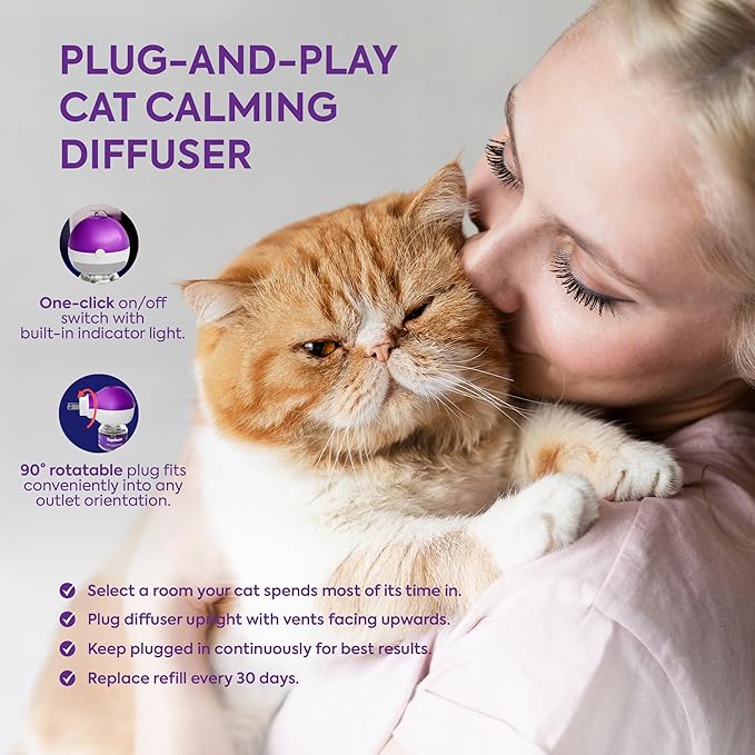 Cat Calming Diffuser Refills: Pheromone Refill for Cats, Long-Lasting 6-Month Supply, Compatible with Most Diffusers, 6 Pack (Purple)-PawvioPets