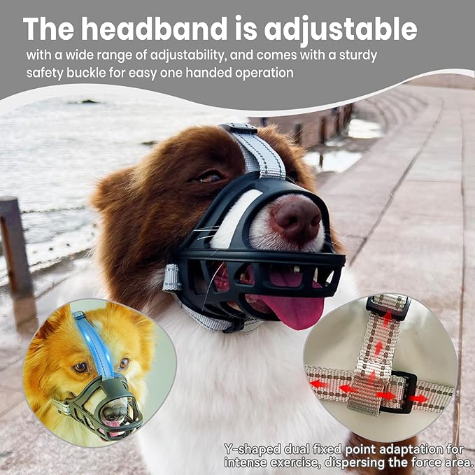 Dog Muzzle, Basket Muzzle for Small Medium Large Dogs, Anti-Biting and Chewing, Lightweight & Sturdy Cage Design, Allows Panting & Drinking, Ideal for Grooming & Training(Black Size M)-PawvioPets