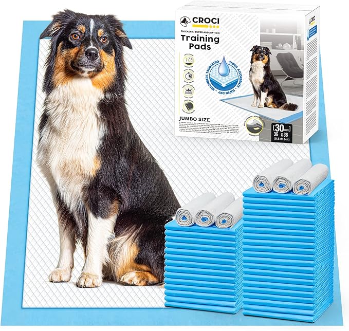 CROCI Dog Pee Pads 36x36in Extra Large, Wee Wee Pads for Dogs Super Absorbent Up to 10 Cups, Disposable (30 Counts)-PawvioPets