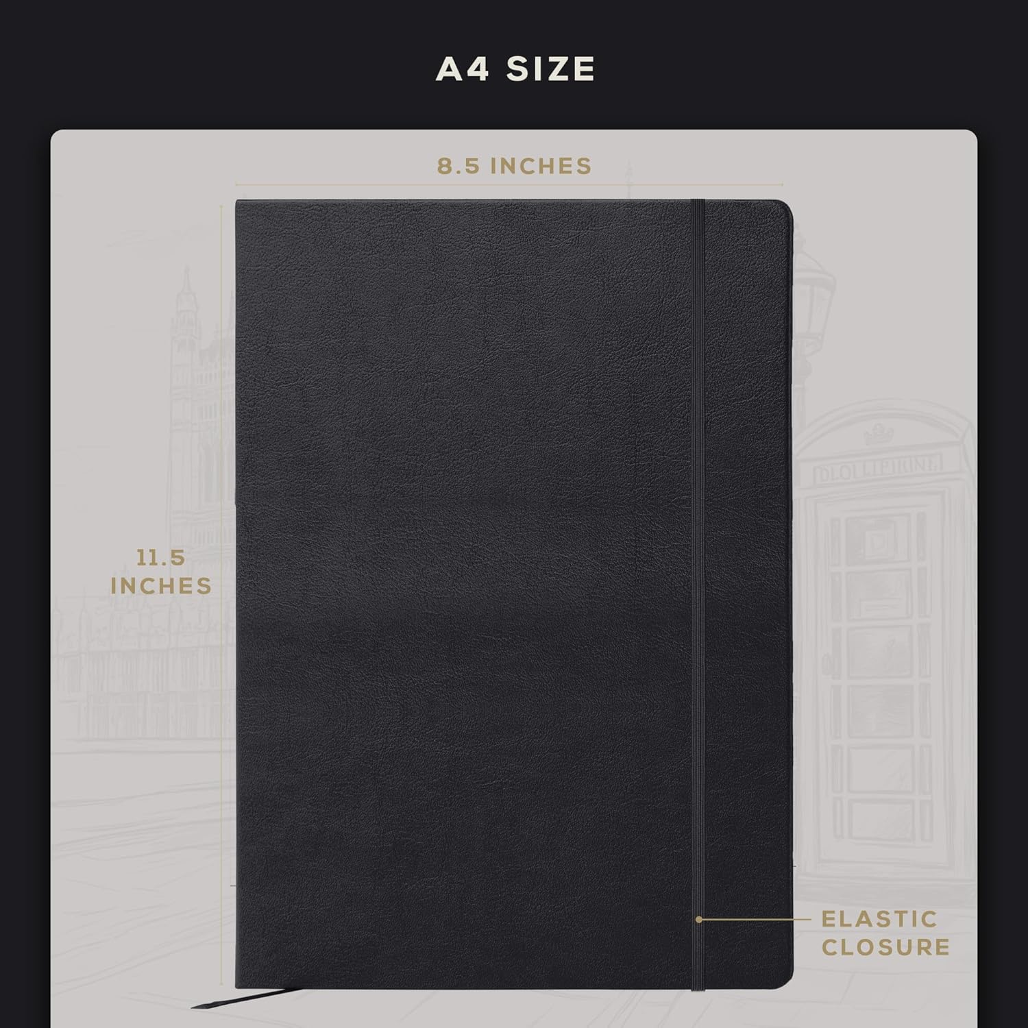 BEECHMORE BOOKS Lined Journal Notebook, 8.5 x 11.5 inch, A4 160 Lined Pages, Hardcover Leather Journals for Women, Men, Writing and Notebooks for Work - 120 GSM Thick Paper, Gifts Box Included