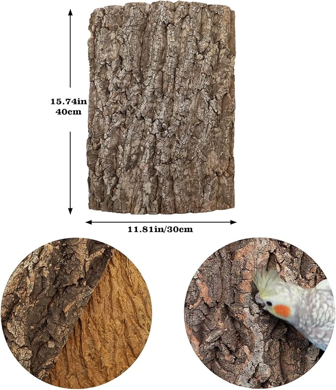 4 Pack Natural Cork Bark Bird Perch Stand, 15.7 × 11.8 inch Parrot Chewing Toys, Birdcage Background Decor Accessories, Bark Toy for Budgie Parakeet Cockatiel Lovebirds Conures Hamster Guinea Pig Rat-PawvioPets