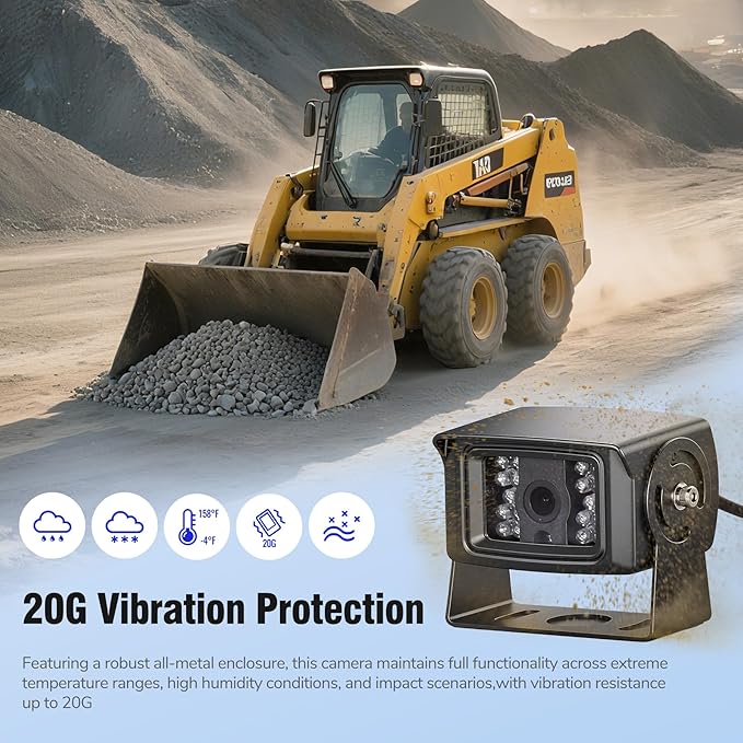 7-inch AHD1080P Wired RV Backup Camera System, IP69k Waterproof IR Night Vision Reversing Camera, Vibration-Proof 20G for Trailer/Tractors/Truck/Excavator/Caravan/Skid Steer/Heavy Equipment-PawvioPets