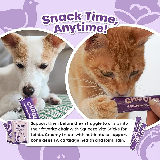 Grab & Go Squeeze Vita Stick Lickable Treats for Dogs & Cats. 49 Joint Support Sticks with Essential multivitamins. Soft and Tasty Paste for All Life Stages, Supporting Joints Health-PawvioPets