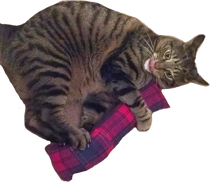 15" Cat Kicker Toy with Refillable Catnip Pocket (Red Flannel) - Filled with 1 oz Premium Canadian Catnip-PawvioPets