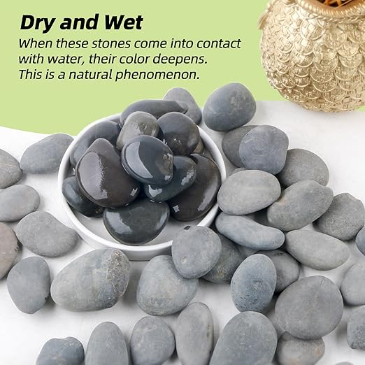 7LB River Rocks,Mexican Beach Pebbles for Plants,Potting,Garden Landscape Stone Paving Stone Grey 1Inch - 2Inch-PawvioPets