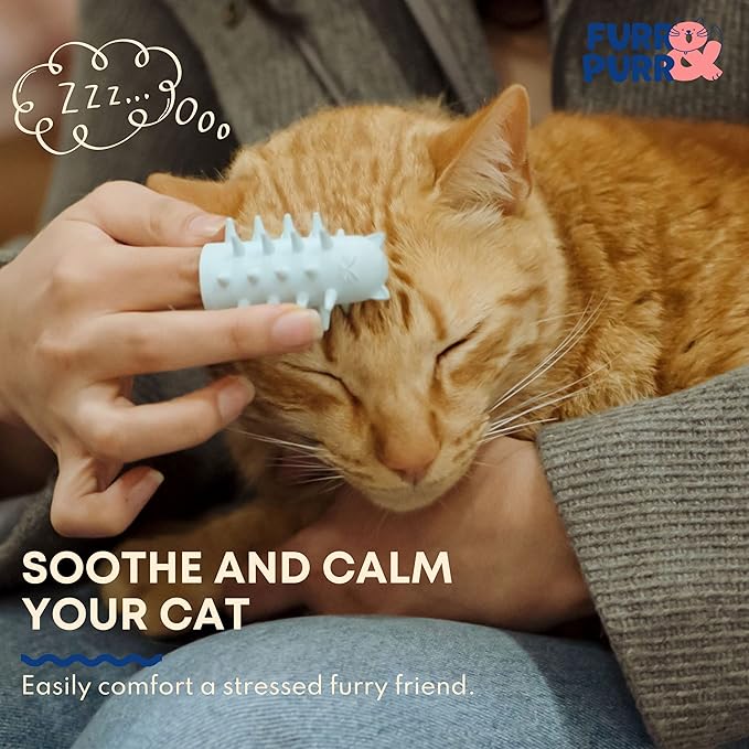 Furr&Purr Cat Brush Set for Indoor Cats - Grooming Tools: Face Scratcher, Calming Massager, and Scratching Pad (2-Pack, Made in the USA)-PawvioPets