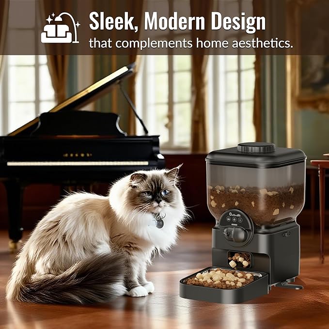 Automatic Pet Feeder for Cat and Dog - 6L Auto Cats Food Dispenser with Camera - WiFi App Control Smart Feeders with Timed - Dogs Feeding Station with 15-Day Battery Life After Power Off-PawvioPets