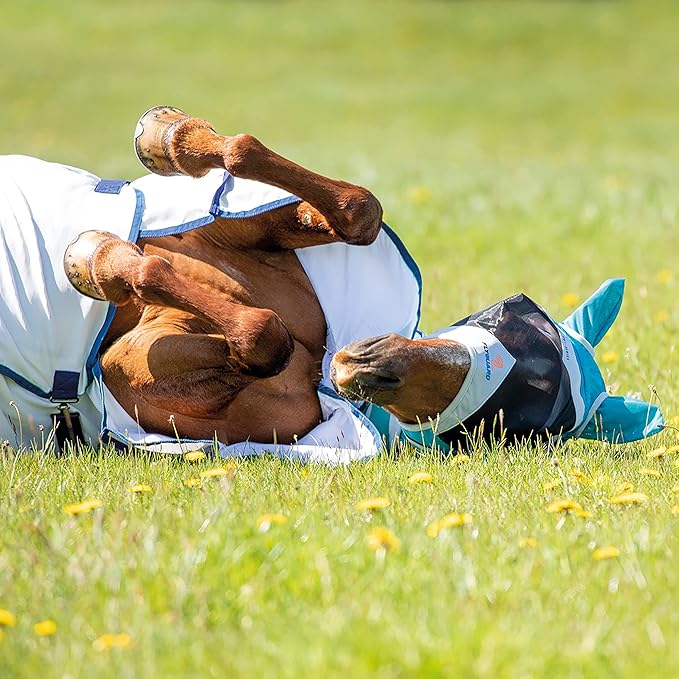 FLYGUARD FINE MESH Fly MASK with Ears (XS Pony, Teal)-PawvioPets