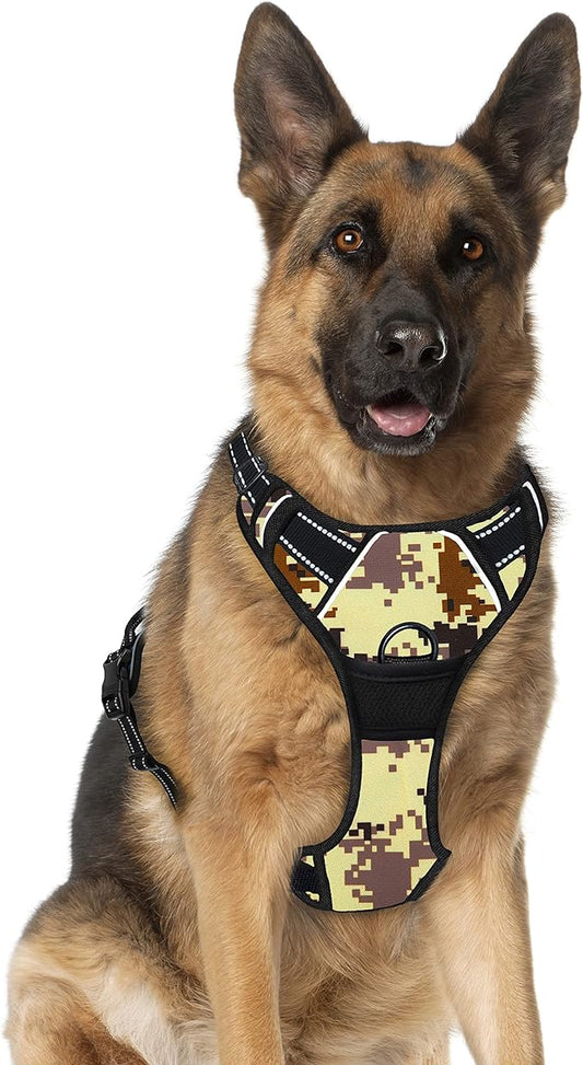 BARKBAY No Pull Dog Harness Large Step in Reflective Dog Harness with Front Clip and Easy Control Handle for Walking Training Running(Desert camo,XL)-PawvioPets