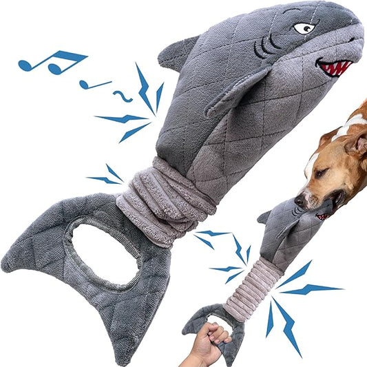 Dog Toys for Small Dogs, Squeaky Tough Dog Toys for Aggressive Chewers, Plush Dog Chew Toys for Teething, Interactive Shark Dog Toys to Keep Them Busy, Puppy Toys for Small, Medium,Large Breeds-PawvioPets