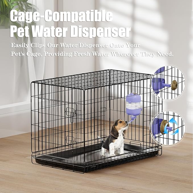 Dog Bowls with Puppy Weaning Bottles,3 in 1 Bowl Set with Water Dispenser and 2 Food Grade Stainless Steel Dog Bowls,15°Tilted Cat Food and Water Bowl Set for Cats,Bunnies,Ferrets-PawvioPets