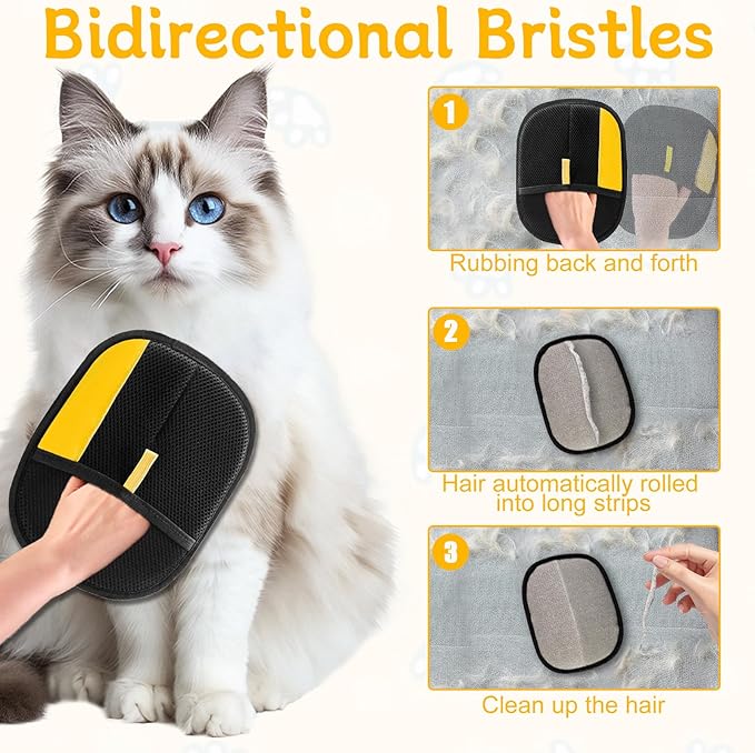 2025 Pet Hair Removal Glove for Cats & Dogs,3pcs Electrostatic Pet Hair Remover,Efficient Grooming Gloves for Pet Hair,Reusable Cat & Dog Hair Remover for Furniture,Couch,Curtain,Carpet-PawvioPets