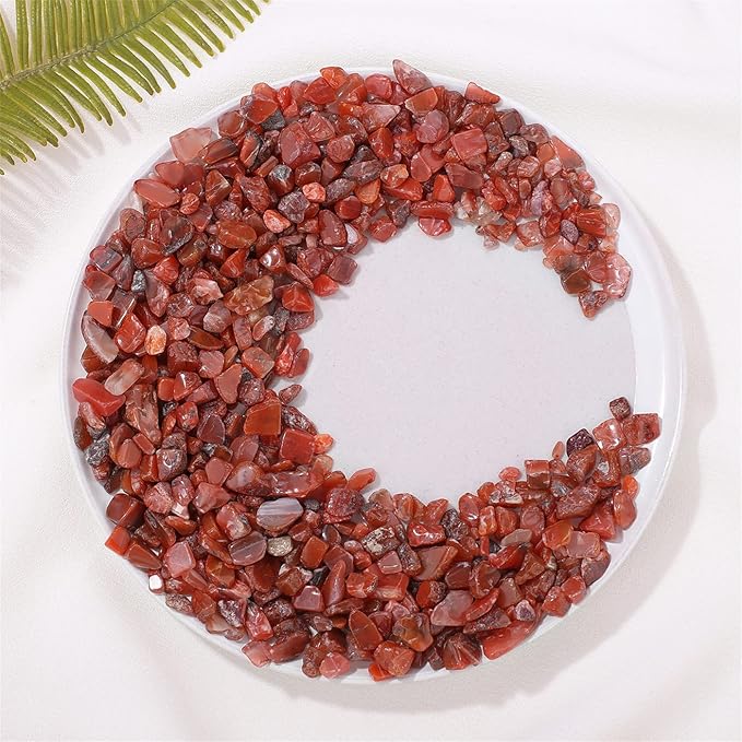 Carnelian Aquarium Gravel Rocks Natural Tumbled Healing Crystal Chips Bulk Gemstones Tumbled Crushed Stones for Fountain Vase Filler Planters Decorative Fish Tank Potted Reiki Energy Balancing 0.44lb-PawvioPets