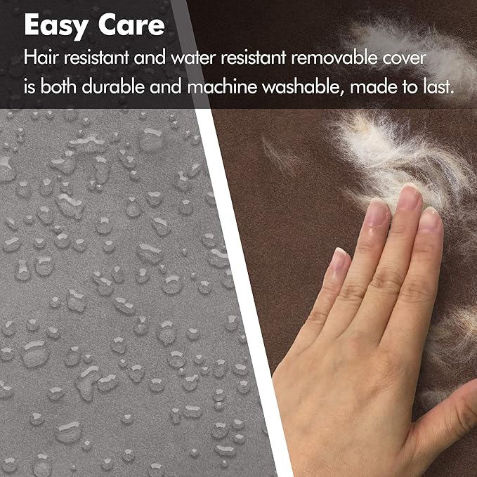 Friends Forever Small Dog Bed, Orthopedic Sofa Memory Foam Mattress, Calming Couch, Wall Rim Pillow, Water Resistant Liner, Washable Cover, Non-Slip Bottom, Chester, Small Khaki Beige-PawvioPets