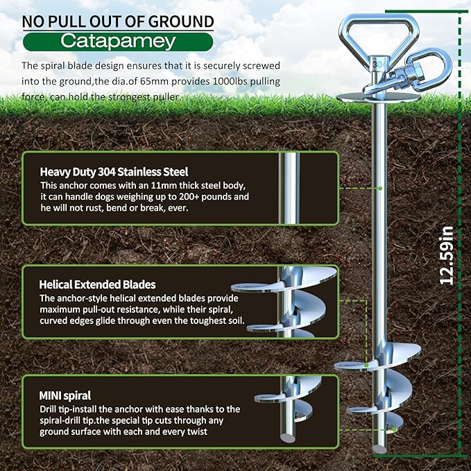 Dog Tie Out Cable and Stake,(up to 200lbs) 360° Swivel Dog Run Anchor -with 30FT Heavy Duty Cable,Runner for Yard-Dog Stake for Yard Outdoor Camping-PawvioPets