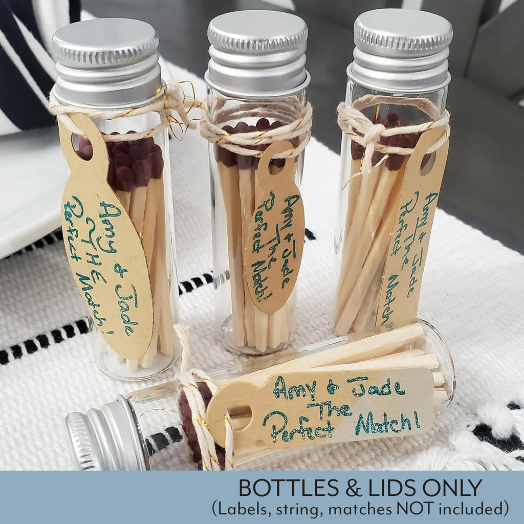 Darware Party Favor Matches Jars (24-Pack): Empty Glass Vials with Strike Stickers for Wedding Favors and DIY Gifts
