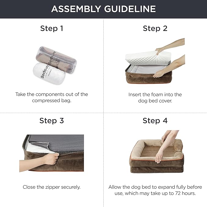 Bedsure Orthopedic Dog Beds for Small Dogs - Washable Small Dog Cat Bed Waterproof, Comfort Pet Couch Sofa with Washable Removable Cover, Pets Bed with Nonskid Bottom, Brown, 24"-PawvioPets