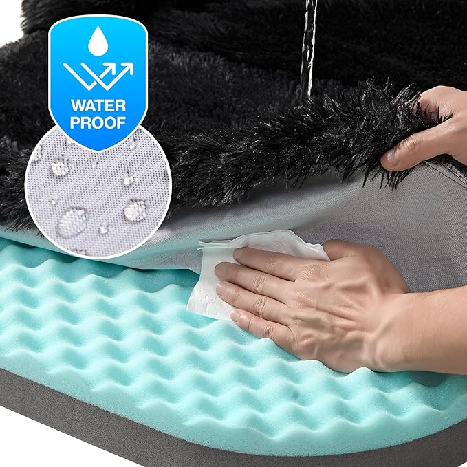 EHEYCIGA Foldable Human Dog Bed, Orthopedic Memory Foam Human Sized Dog Bed, Waterproof Pet Bed for People, Faux Fur Pet Couch for Adult, Black, 72"x44"x11"-PawvioPets