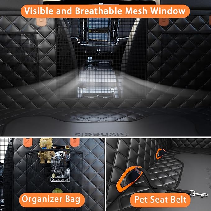Dog Car Seat Cover Back Seats Protector, Backseat Extender Hard Bottom Rear Seat Pet Cover for Dogs, Waterproof Carseat Covers Dog Hammock Travel Accessories for Car,SUV,Truck-PawvioPets