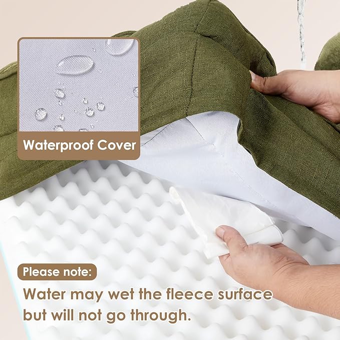 EHEYCIGA Orthopedic Dog Bed for Small Dogs, Waterproof Memory Foam Small Pet Beds with Sides, Non-Slip Bottom and Egg-Crate Foam Medium Dog Couch Bed with Washable Removable Cover, Olive Green-PawvioPets