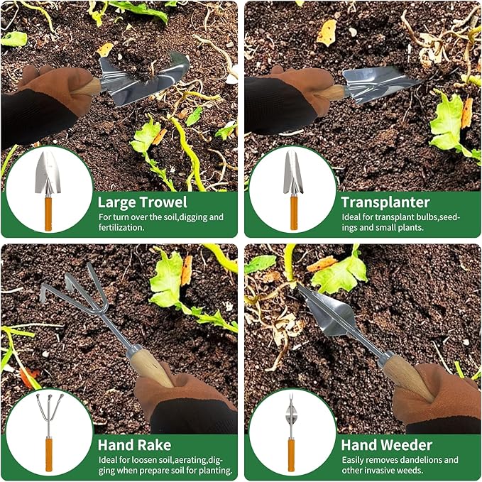 20-Piece Gardening Tools with Fashion and Durable Storage Bag - Heavy Duty Garden Tools Stainless Steel Rust-Proof Ergonomic Garden Tool Set - Ideal Gifts for Women and Men - Portable Gardening Kit-PawvioPets