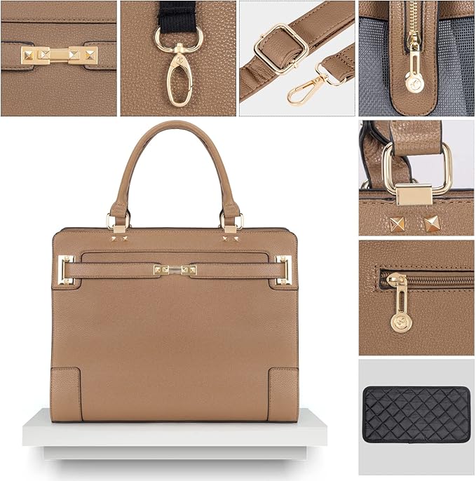 Fashion Pet Carrier Dog Cat Carrier Purse Soft-Sided Leather Handbag Pet Tote Bag for Small Dogs Puppy and Cats TSA Airline Approved (Khaki)-PawvioPets