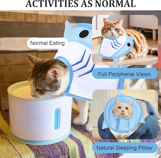 Cat Collar Cute Cat Recovery Collar Breathable Adjustable Soft Lightweight Pet Neck to Stop Licking Scratching After Surgery for Pets Dogs Kittes-PawvioPets