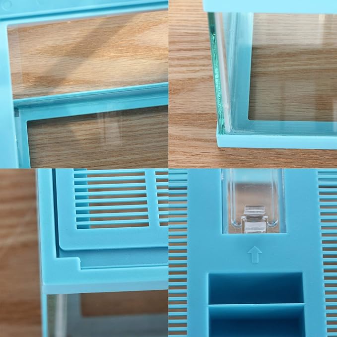 crapelles ReptileTerrarium Color Blue Spider Box, 7.8x7.8x5.9'' Tarantula Container Gecko Habitat Insect Enclosure pet Tank Frog Carrier Snail Hermit Crab House Cricket breeding Geometric Cube Bowl-PawvioPets