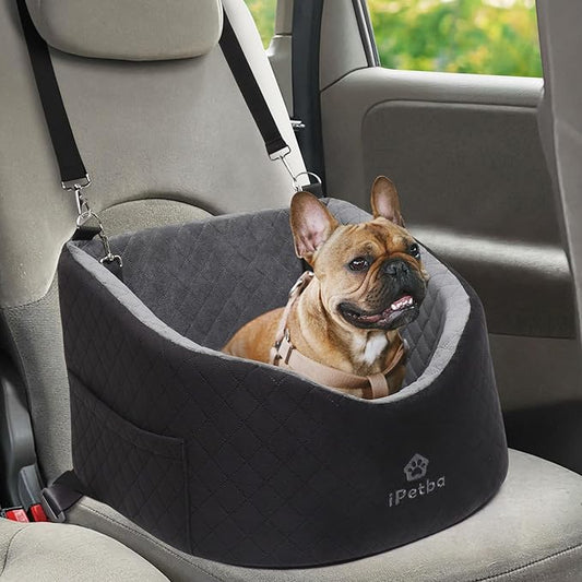 Dog Car Seats for Small Dogs Safety Stable Pet Bed for Car with Seatbelt Up to 30lbs Anti-Collapse for Travel-PawvioPets