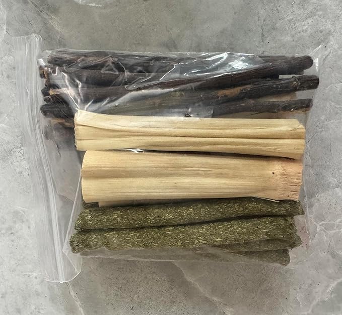 Bamboo Apple Sticks for Chinchillas Hamster Mouse Gerbil Bunny Pet Rat Guinea Pig Rabbit Chew Wood Timothy Hay Sticks Enrichment Toys for Teeth Supply Treats Snacks for Boredom Indoor-PawvioPets