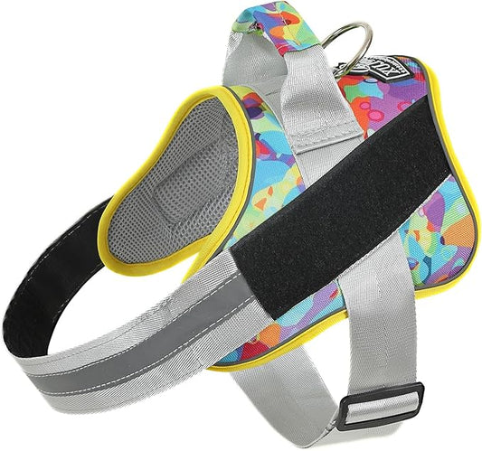 Bolux Dog Harness, No-Pull Reflective Dog Vest, Breathable Adjustable Pet Harness with Handle for Outdoor Walking - No More Pulling, Tugging or Choking (Medium (Pack of 1), Watercolour)-PawvioPets