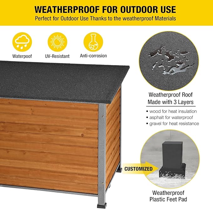 Aivituvin Dog House Outdoor & Indoor Unique All-Around Iron Frame Dog Kennel for Winter with Raised Feet Weatherproof for Small & Medium & Large Dogs-PawvioPets